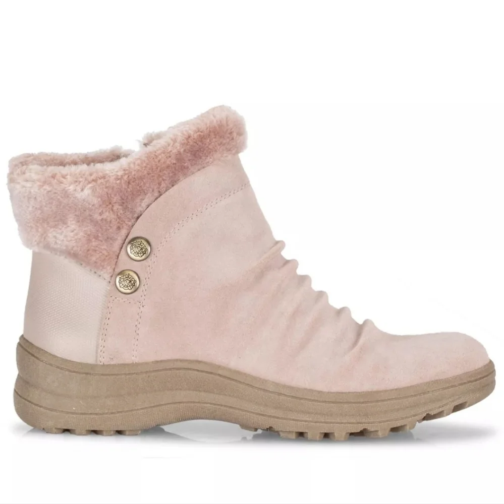 BARETRAPS Womens Leather Snow Boots Taupe Insulated Weatherproof Zip-Up, Size 11